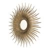 28 Inch Wall Mount Accent Mirror with Round Sunburst Iron Frame,  Gold