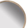 28 Inch Round Wall Mount Accent Mirror, Natural Fir Wood with Subtle Grains