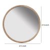 28 Inch Round Wall Mount Accent Mirror, Natural Fir Wood with Subtle Grains