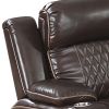 Xiu 38 Inch Power Recliner Chair, USB Port, Storage, Faux Leather, Brown