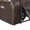 Xiu 38 Inch Power Recliner Chair, USB Port, Storage, Faux Leather, Brown