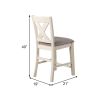 Joss 40 Inch Cottage Wood Counter Height Chair, Set of 2, Gray Seat, Cream