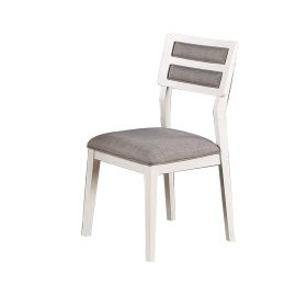 Kya 21 Inch 2 Tone Dining Chair, Ladder Back, Gray Seat, Set of 2, White