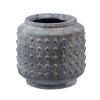 8 Inch Ceramic Planter, Round Curved Bubbled Texture, Weathered Gray Finish