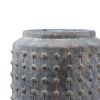 8 Inch Ceramic Planter, Round Curved Bubbled Texture, Weathered Gray Finish