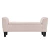 Cesar 55 Inch Ottoman Bench with Storage, Padded, Curved Arms, Pink Velvet