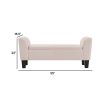 Cesar 55 Inch Ottoman Bench with Storage, Padded, Curved Arms, Pink Velvet