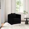Zion 34 Inch Accent Chair with Throw Pillow, Handmade Tufted, Black Velvet