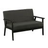 Gala 45 Inch Modern Loveseat Bench, Dark Gray Fabric, Jet Black Wood Frame