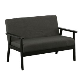 Gala 45 Inch Modern Loveseat Bench, Dark Gray Fabric, Jet Black Wood Frame