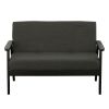 Gala 45 Inch Modern Loveseat Bench, Dark Gray Fabric, Jet Black Wood Frame