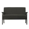 Gala 45 Inch Modern Loveseat Bench, Dark Gray Fabric, Jet Black Wood Frame