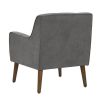 Kina 28 Inch Accent Chair, Gray Fabric, Button Tufted, Angled Wood Legs