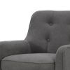 Kina 28 Inch Accent Chair, Gray Fabric, Button Tufted, Angled Wood Legs