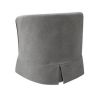 Lex 28 Inch Swivel Accent Chair, Light Gray Fabric, Curved Back, Skirted