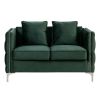 Zion 53 Inch Accent Loveseat, Nailhead Trim, Button Tufted, Green Velvet