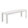 Theo 53 Inch Outdoor Bench, White Aluminum Frame, Plank Style Seat Surface