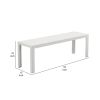 Theo 53 Inch Outdoor Bench, White Aluminum Frame, Plank Style Seat Surface