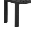 Theo 53 Inch Outdoor Bench, Black Aluminum Frame, Plank Style Seat Surface