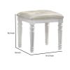 Kya 20 Inch Vanity Stool with Tufted Vegan Faux Leather Seat, Glam Ivory