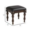 Mady 19 Inch Upholstered Vanity Stool, Ornate Trim, Deep Espresso Brown