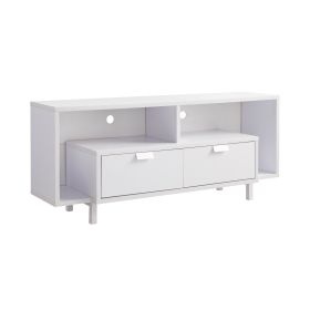 Jett 60 Inch TV Media Entertainment Console, 2 Drawers, 2 Shelves, White