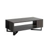 47 Inch Modern Coffee Table, Abstract Style, Open Shelf, Distressed Gray
