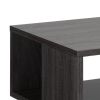 47 Inch Modern Coffee Table, Abstract Style, Open Shelf, Distressed Gray