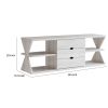 60 Inch TV Media Entertainment Console with 4 Shelves, 3 Drawers, Oak White