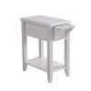 24 Inch Modern Chairside Table with Extendable Drawer and Cupholders, White