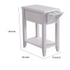 24 Inch Modern Chairside Table with Extendable Drawer and Cupholders, White
