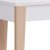 34 Inch Console Table with Drawer and Shelf, Tapered Legs, White, Brown
