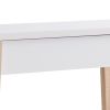 34 Inch Console Table with Drawer and Shelf, Tapered Legs, White, Brown
