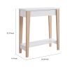 34 Inch Console Table with Drawer and Shelf, Tapered Legs, White, Brown