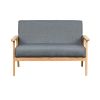 Gala 45 Inch Modern Loveseat Bench, Gray Fabric, Natural Brown Wood Frame