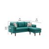 Ranon 70 Inch Sectional Chaise Sofa, Pillows, USB Ports, Side Pockets, Teal