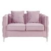 Zion 53 Inch Modern Loveseat, Button Tufted Pink Velvet with Nailhead Trim