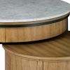 36 Inch 2 Piece Round Nesting Coffee Table, Lift Top Storage, Wheels, Brown