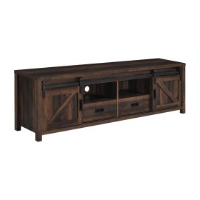 Sem 79 Inch TV Media Entertainment Console, 2 Drawers, Dark Brown Finish