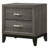Mazie 25 Inch Modern 2 Drawer Nightstand, Metal Handle, Gray Foil Finish