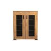 38 Inch Accent Cabinet Chest, 5 Adjustable Shelf Units, Golden Oak Brown