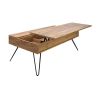 47 Inch Lift Top Coffee Table, Natural Brown Wood, 2 Storage Compartments