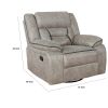 Jake 41 Inch Gliding Manual Recliner, Pillowtop, Taupe Brown Faux Leather
