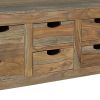 Dale 53 Inch Rustic Storage Coffee Table, 6 Gliding Pull Out Drawers, Brown