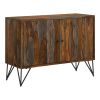 40 Inch Rustic Sideboard Cabinet Console, 2 Doors, Brown and Smooth Gray