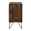 40 Inch Rustic Sideboard Cabinet Console, 2 Doors, Brown and Smooth Gray