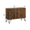 40 Inch Rustic Sideboard Cabinet Console, 2 Doors, Brown and Smooth Gray