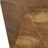 35 Inch Wood Drum Coffee Table, Artisan Hexagonal Rich Natural Brown Finish