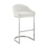 Lina 24 Inch Counter Stool Chair, Metal Cantilever Base, White Faux Leather