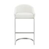 Lina 24 Inch Counter Stool Chair, Metal Cantilever Base, White Faux Leather